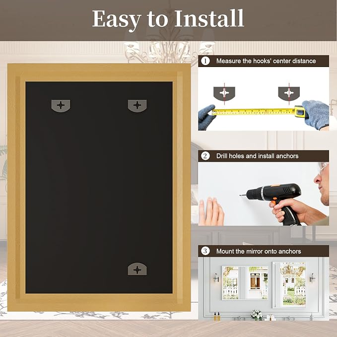 Syndra White Wood Frame Bathroom Mirror, Waterproof Slim Deep Frame, - Image 9