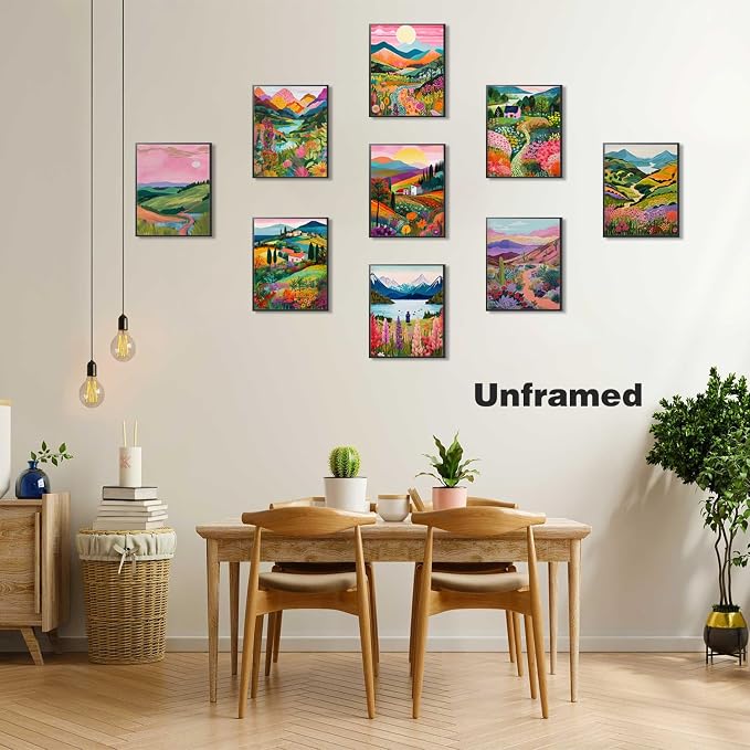 Plant Floral Landscape Wall Art Set of 9, Colorful Abstract Nature Landscape - Image 8