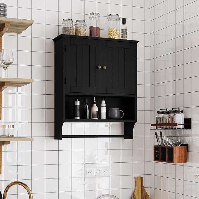 Smuxee Black Bathroom Cabinet Wall Mounted - Image 9