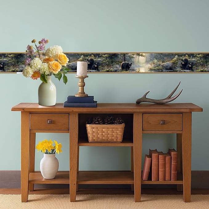 Forest Bear Wallpaper Border 196x4 Inch Peel and Stick Wall Border Self - Image 6