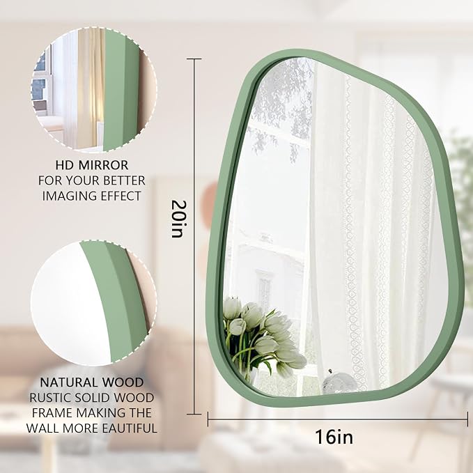 Asymmetrical Mirror for Wall Irregular Wood Frame Modern Unique Wall Mirror - Image 7