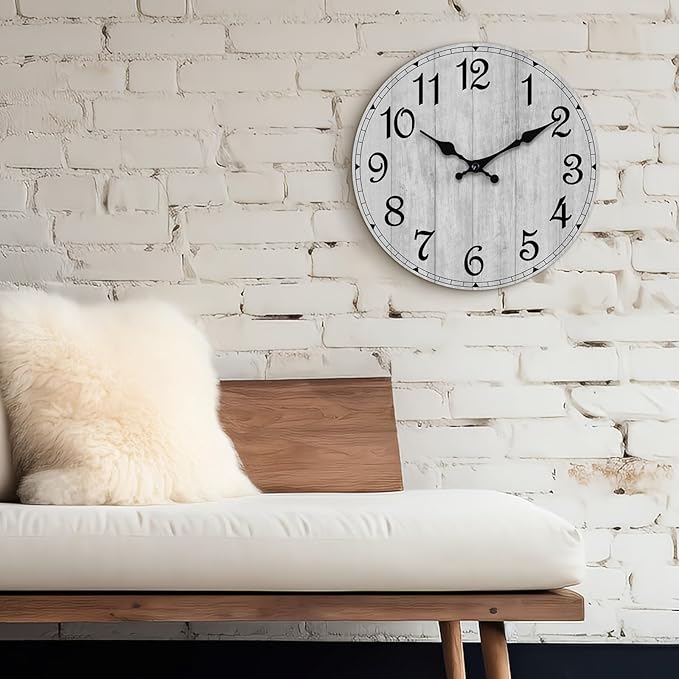 Wall Clock, 10 Inch Wall Clocks Battery Operated Silent Non Ticking, Country - Image 8