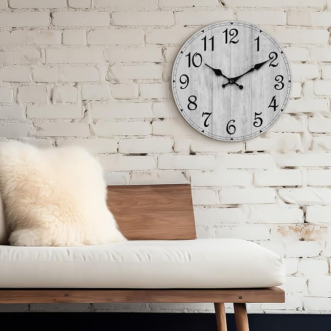 Wall Clock, Rustic Wall Clocks Battery Operated Silent Non Ticking, Country - Image 5