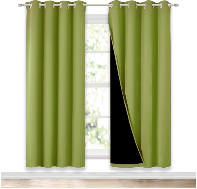 NICETOWN 100% Blackout Window Curtain Panels, Fresh Green, 2 Pieces, 52-inch by NICETOWN