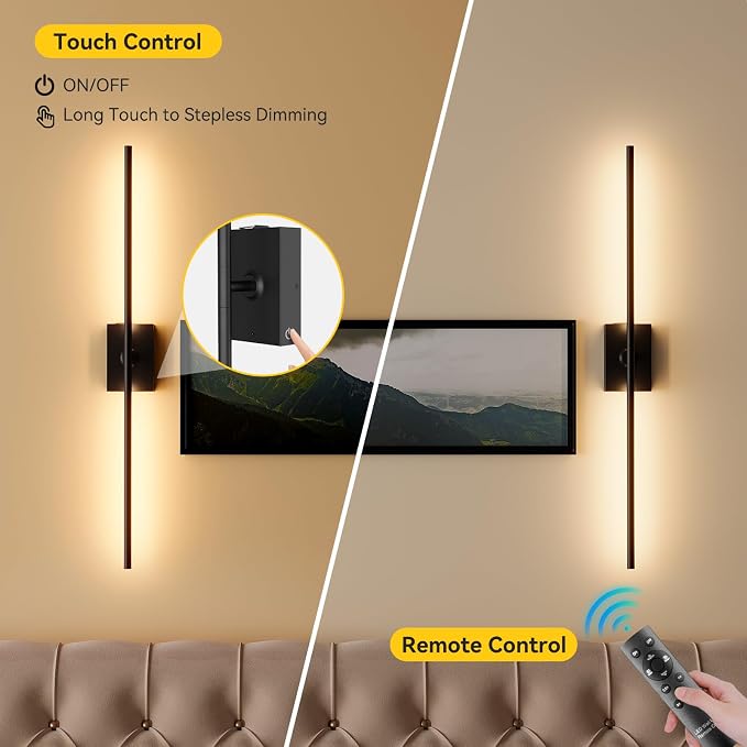 Ouyulong Battery Operated Wall Sconces Set of 2, 10000mAh Wireless Rechargeable - Image 6