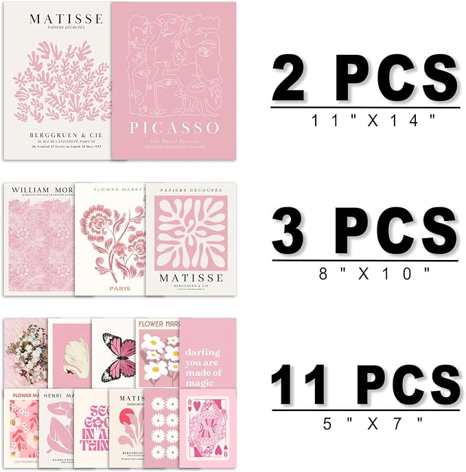 ANERZA 16 PCS Pink Wall Art Decor, Matisse Gallery Wall Prints - Image 2