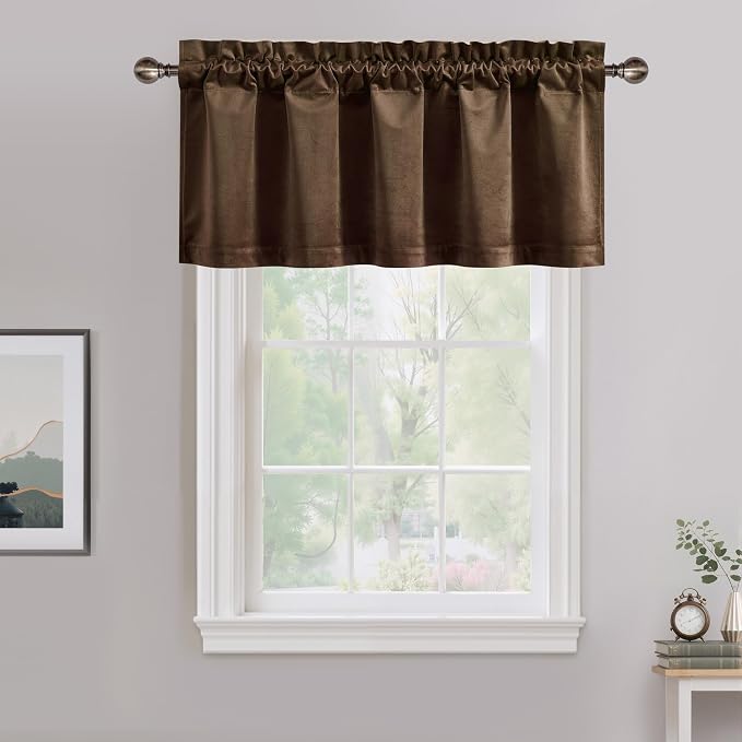 NICETOWN Brown Velvet Valance Curtains by NICETOWN