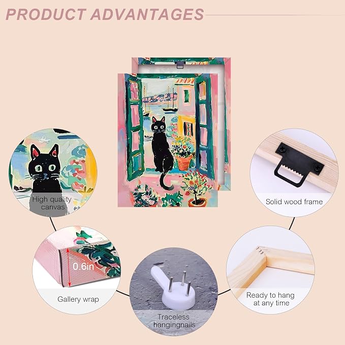 ALMLZL Henri Matisse Prints Open Window Black Cat Wall Art Modern Artwork Still - Image 6