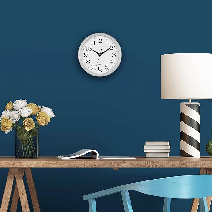 Bernhard Products White Wall Clock Silent Non Ticking 10 Inch Quality Quartz - Image 4