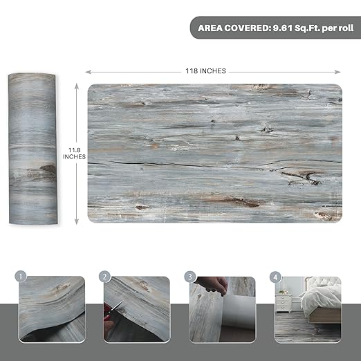 Wood Grain Peel and Stick Floor Tiles – 11.8” Width, Full Roll Length of 118" – - Image 3