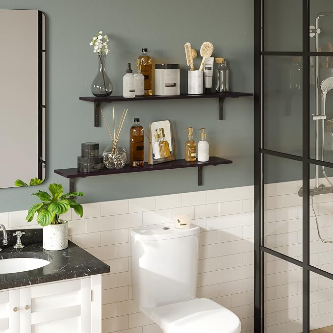 DINZI LVJ Long Wall Shelves, 39.4Inch Wall Mounted Shelves Set of 2, Extra - Image 7