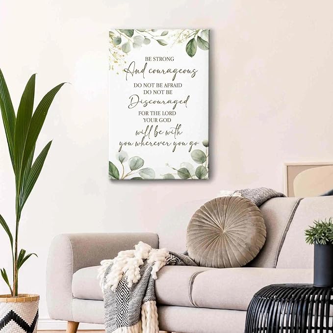 HIWX Christian Inspirational Wall Decor, Be Strong and Courageous Bible Verses - Image 2