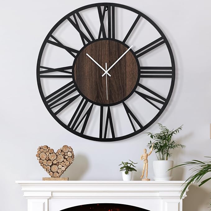 Large Wall Clock for Living Room Decor, 24 Inch Non Ticking Silent, Battery by ArtfulClocksBeautifulMoments