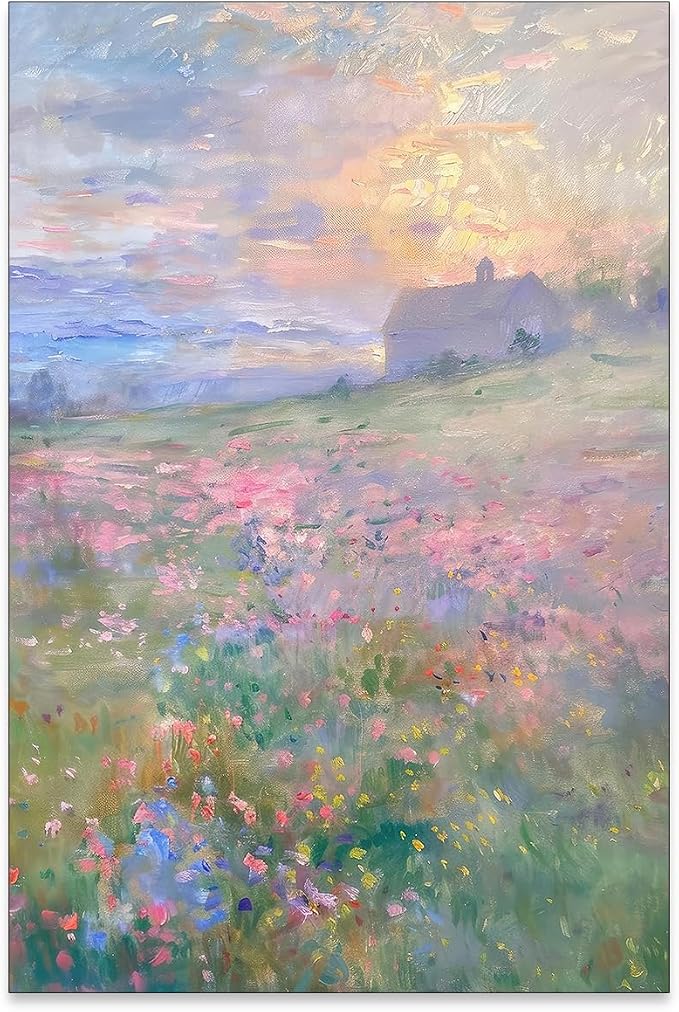 rumlud Pastel Nature Floral Poster Vintage French Country Landscape Wall Art by rumlud
