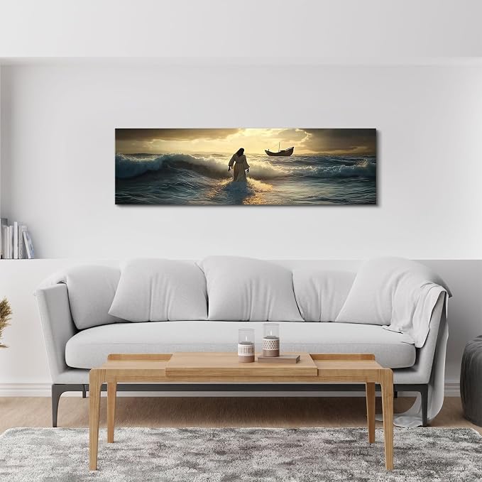 Jesus Walking on Water Wall Art Christian Picture Wall Decor - Image 5