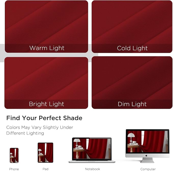 CUCRAF Red Blackout Curtains 45 inch Length 2 Panels Set, Rod Pocket Room - Image 4