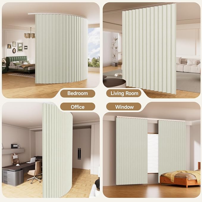 Room Divider Ceiling Curtains W/Flexible Track Sets, inch Extra Long Blackout - Image 7