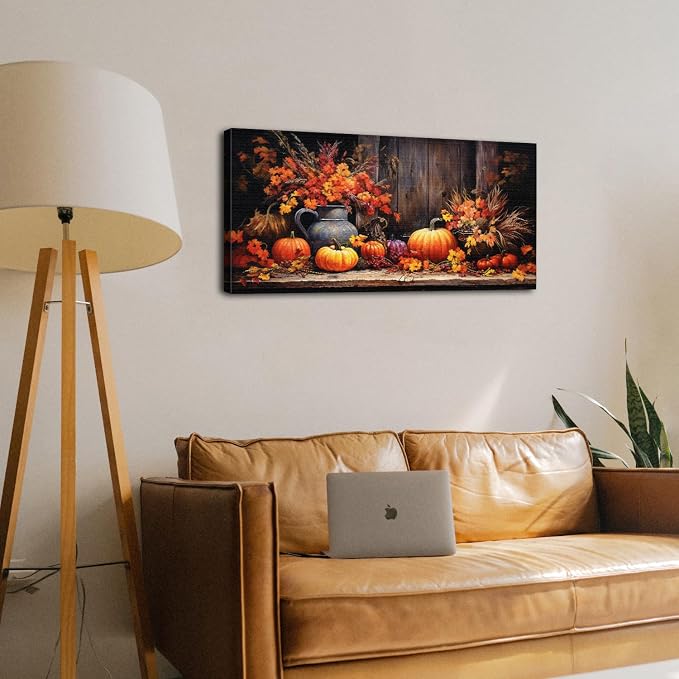 Orange Pumpkin Canvas Wall Art Kitchen Wall Decor Farmhouse Dining Room - Image 6
