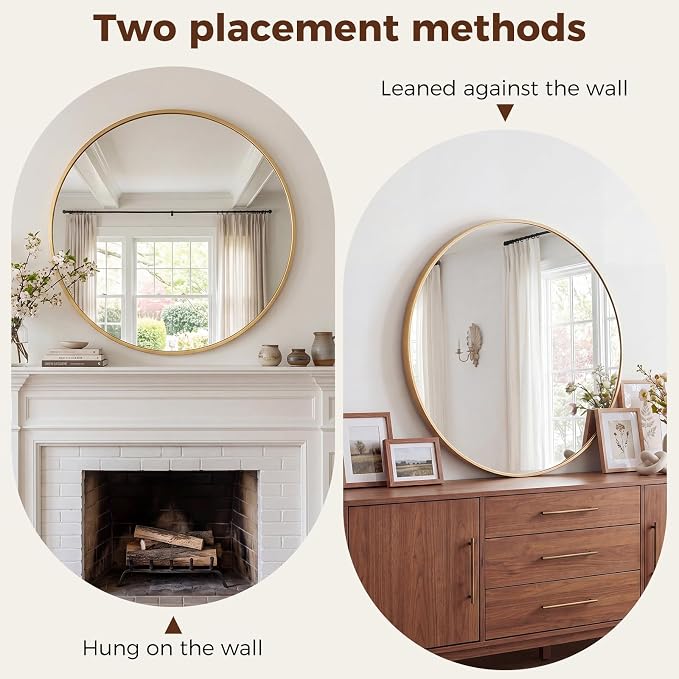 NEWBULIG 30 Inch Round Wall Mirror, Bathroom Mirror - Image 5