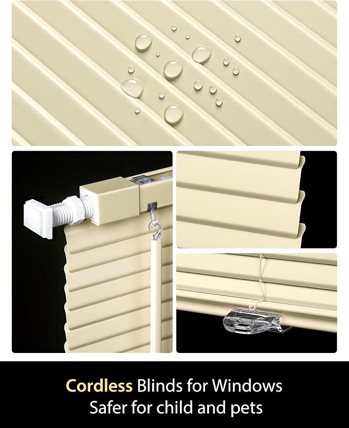 UNISHADES No Drill Blinds for Windows 1" Vinyl L-Shaped Slats Cordless Mini - Image 4