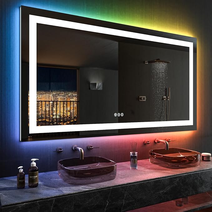 LOAAO 60”X30“ RGB LED Bathroom Mirror - Image 2