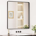 Keonjinn Black Bathroom Mirror for Over Sink, 32 x 36 Inch Rounded Rectangle by Keonjinn