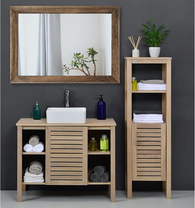 AAZZKANG Rustic Wood Mirror Rectangle Decorative Wall Mirrors - Image 6