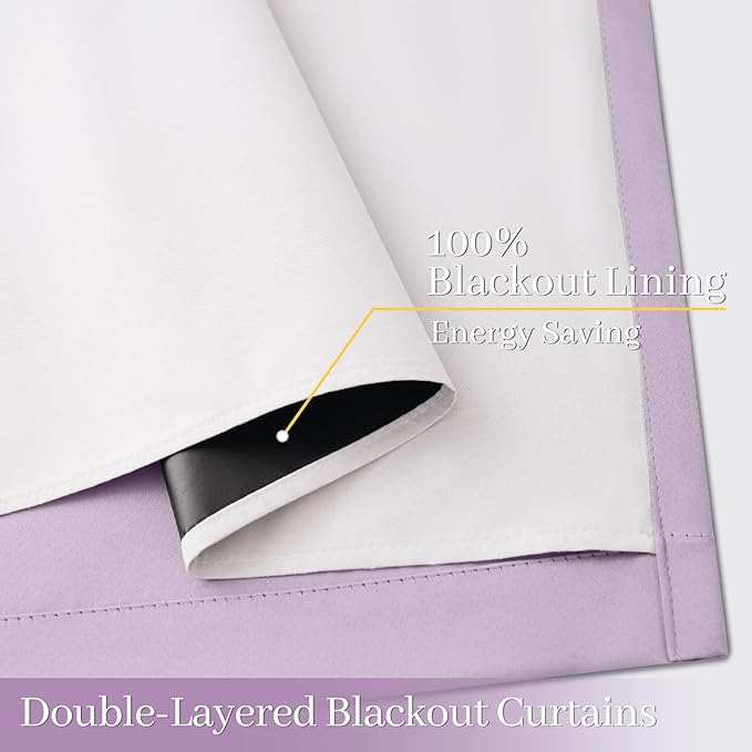 Yakamok 100% Blackout Curtain Panels 72 inches Cold and Light Blocking Drapes - Image 4