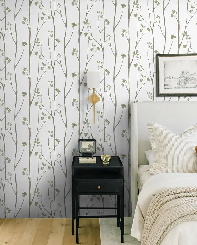 Timeet Green White Leaf Floral Boho Wallpaper 16" x 393.7" Self-Adhesive - Image 6