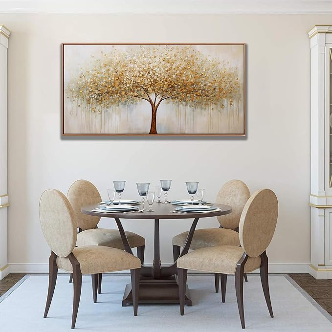 Abstract Wall Art Gold Tree of Life Framed Artwork Canvas Painting Textured - Image 6