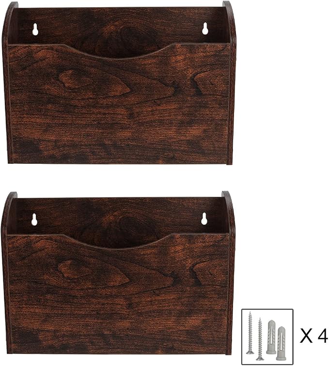 PAG Wall File Holder Wall Mounted Wood Hanging File Organizer - Image 6