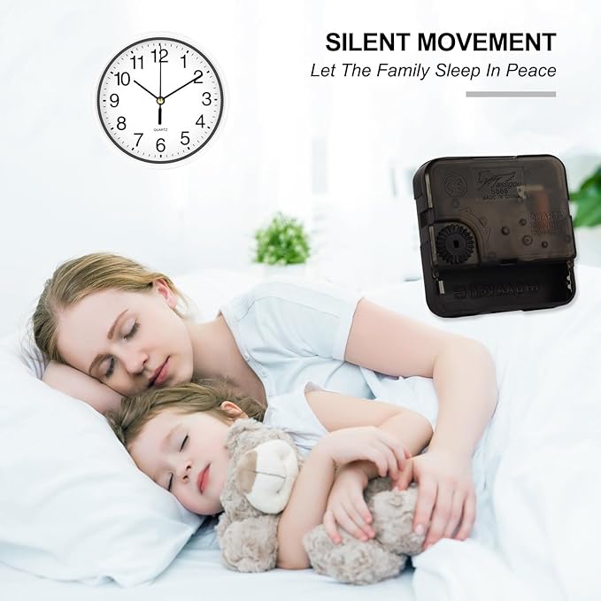 Silent Wall Clock Non Ticking, 6 Inch Wall Clocks Battery Operated, Small - Image 5