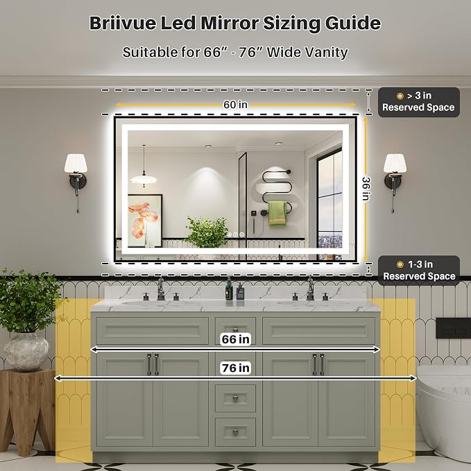 60x36 Inch LED Bathroom Mirror - Image 2