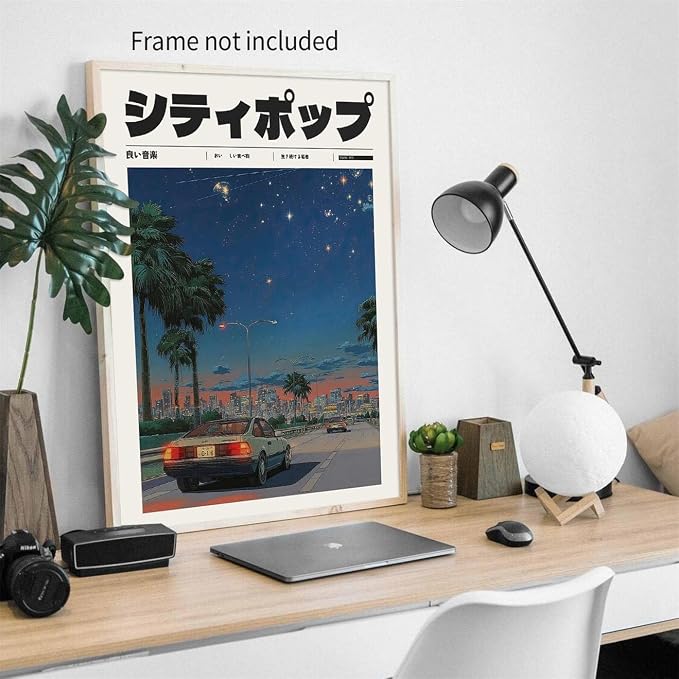 Heltrappe Vintage Japanese Canvas Wall Art 90s Vaporwave Aesthetic Print Asian - Image 5