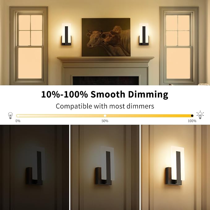 Joosenhouse Modern LED Wall Sconce Dimmable Wall Mounted Lamp Set of 2 - Image 2