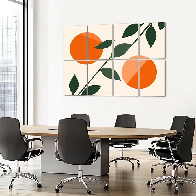 8 Pack Art Acoustic Panels Sound Absorbing Boho Botanical Leaf Orange Green - Image 7