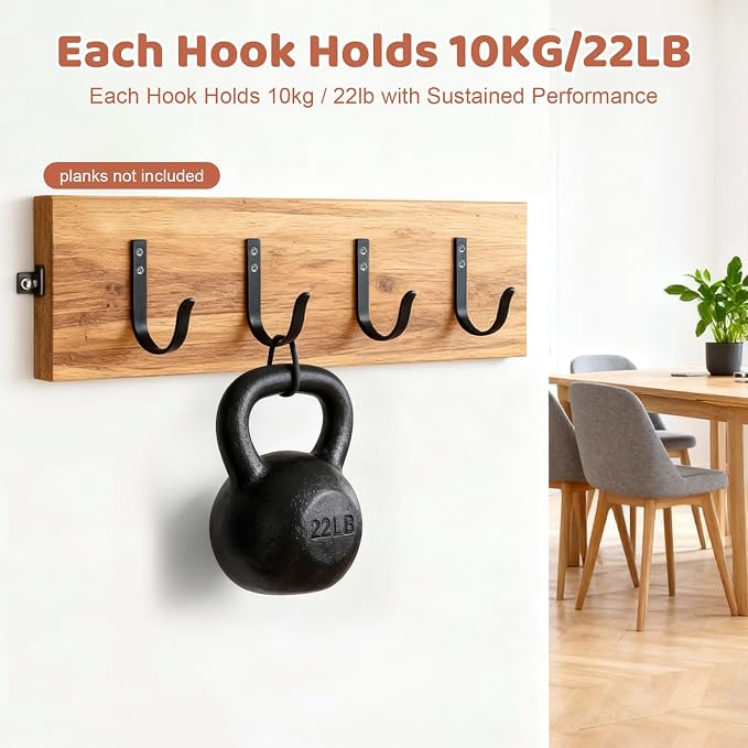 12 Pcs Wall Hooks for Hanging, Large Coat Hooks Wall Mount, Heavy Duty Screw in - Image 7