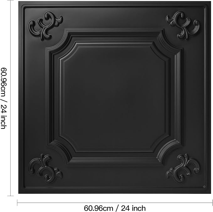 Art3d Drop Ceiling Tiles 24x24, Wainscoting Panels Glue Up 2x2, Cloud-Black - Image 5