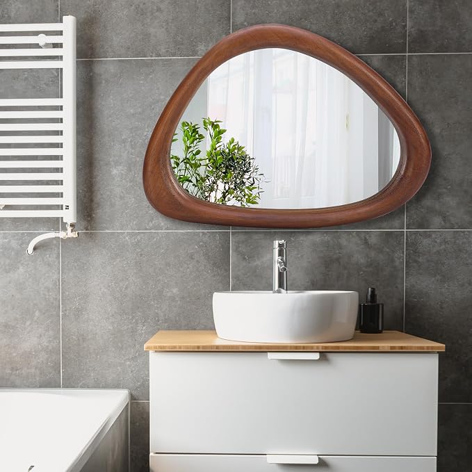 MAGFLERUM Irregular Wall Mirror, 30 * 20 inch Asymmetrical Wood Mirrors - Image 6