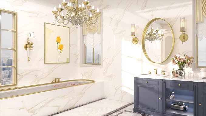 TETOTE Gold Oval Bathroom Mirror, 24 x 36 Brushed Brass Framed Wall Mounted - Image 3