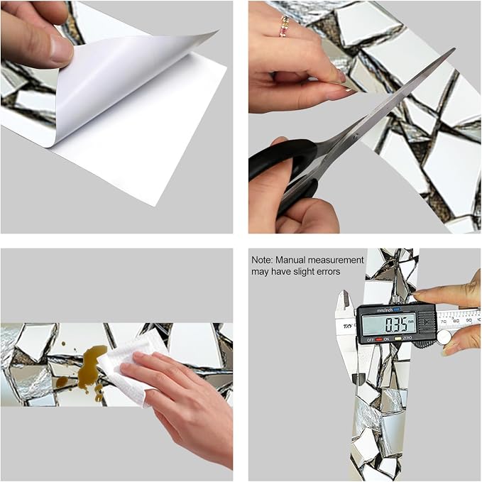 HOMETITUTE Wallpaper Border Peel and Stick Wall Decor PVC Mosaic Mirror Look - Image 7