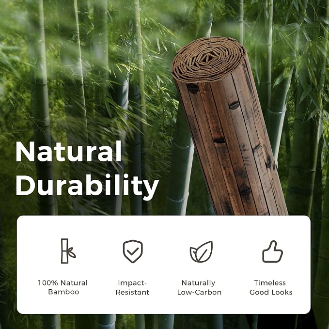 OUZUGIE 2 Pack 96x48 Inch Natural Bamboo Wall Panel – Brown Burned Pole Wrap - Image 7