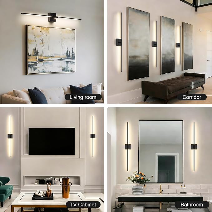 Battery Operated Wall Sconce, 3000K-6000K Dimmable Black Wall Lights - Image 7