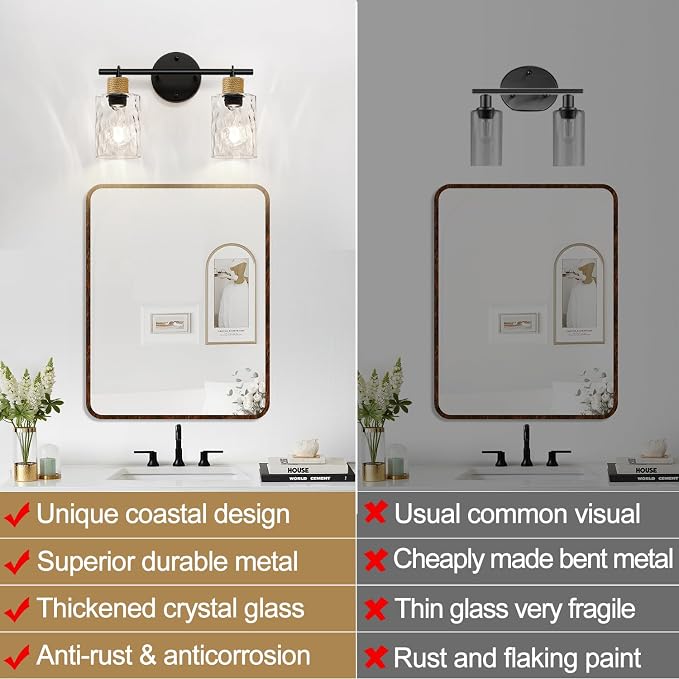 MOKATNG Bathroom Light Fixtures, 2-Light Coastal Vanity Lights - Image 2