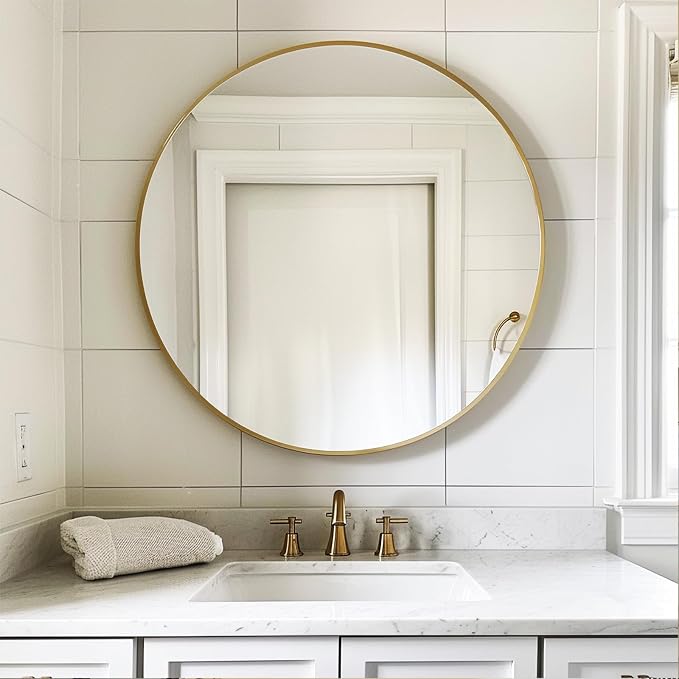 Sunniry Gold Round Mirror, Circle Mirror 26 inch, Round Mirrors - Image 3