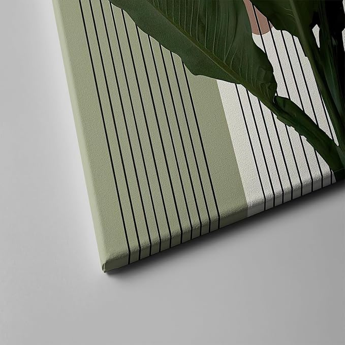 Sage Green Boho Wall Art, KBKBART Abstract Framed Canvas Wall Art Palm Leaf Sun - Image 6