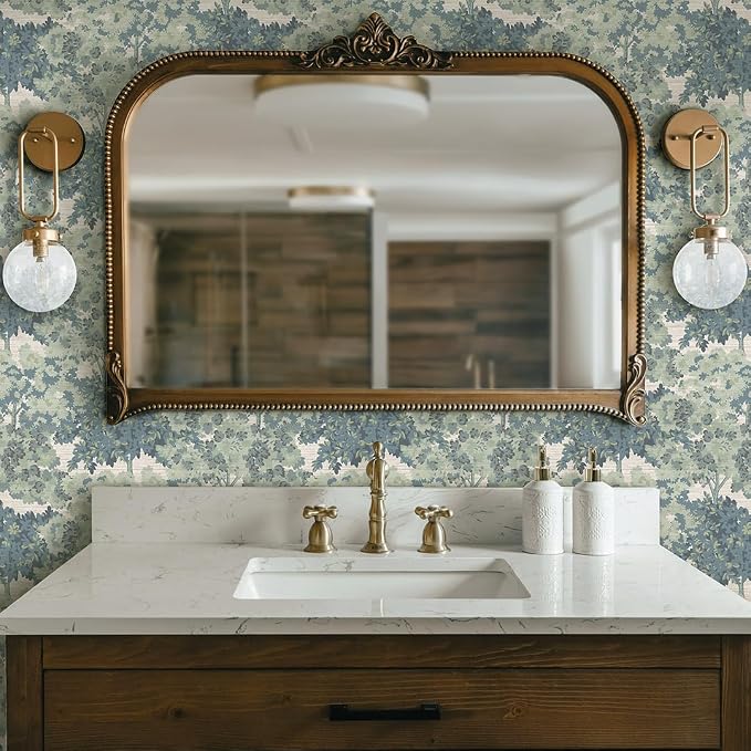 Tempaper Textured Green Canopy Toile Faux Grasscloth Removable Peel and Stick - Image 3