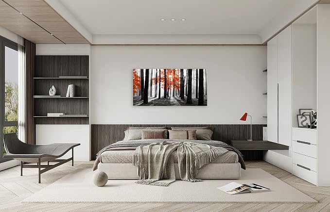 Cao Gen Decor Art S06675 Wall Art Canvas Painting Red Tree in Black and White - Image 4
