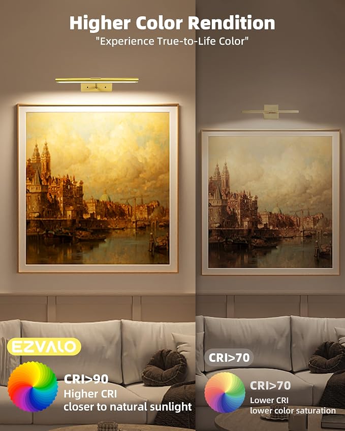 EZVALO Picture Light for Wall, 4800mAh Rechargeable Wireless Remote, 13in - Image 9