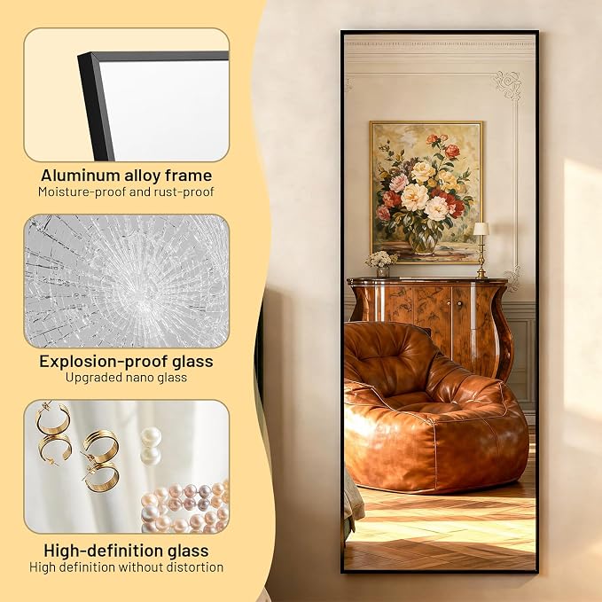 Simple Deluxe Full Length Mirror, - Image 4